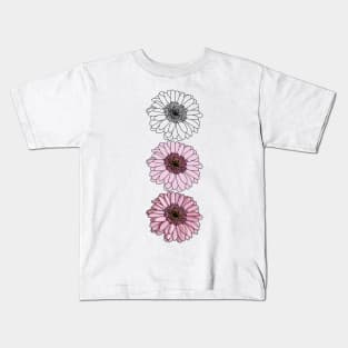 Floral Drawing of Three Gerberas in a Column Kids T-Shirt